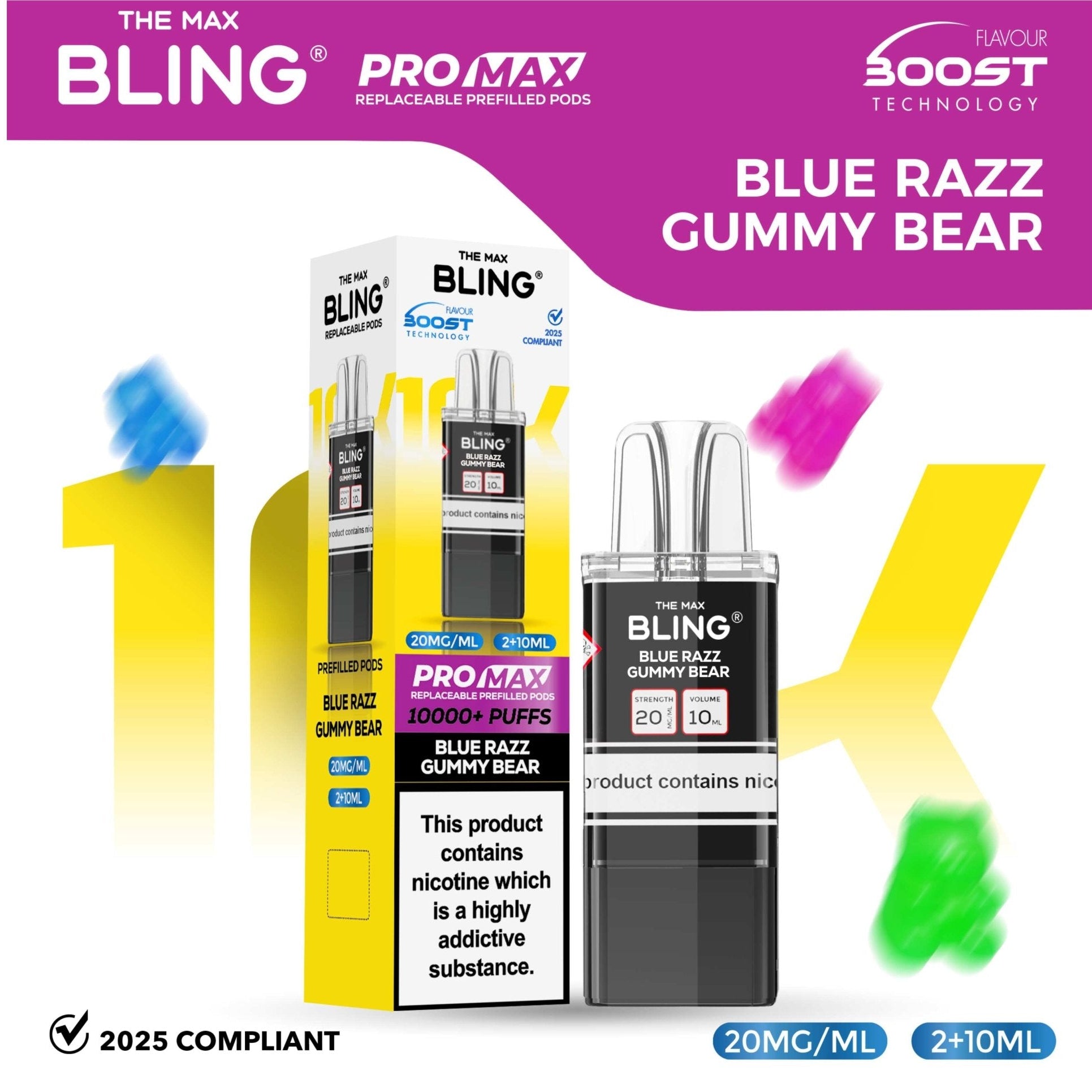 bulk wholesale The Bling 10k Pro Max Replacement Pods (BOX OF 5) - Blue Razz Gummy Bear