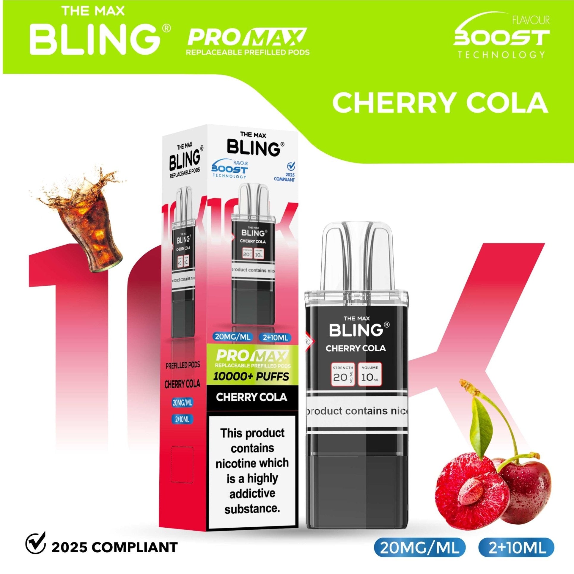 bulk wholesale The Bling 10k Pro Max Replacement Pods (BOX OF 5) - Cherry Cola