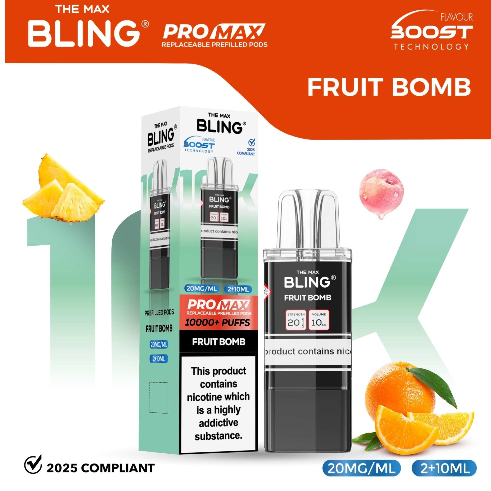 bulk wholesale The Bling 10k Pro Max Replacement Pods (BOX OF 5) - Fruit Bomb