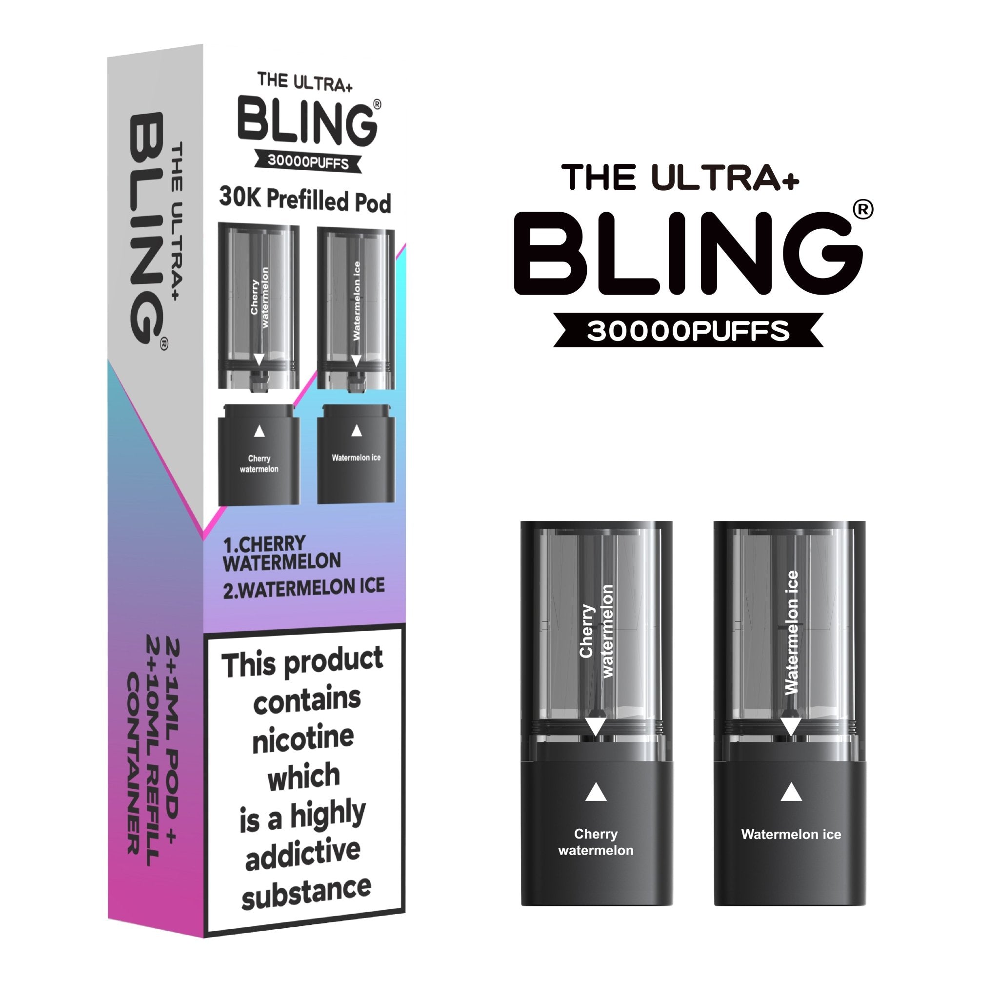 bulk wholesale The Bling Ultra Plus 30k Replacement Pods Pack of 5 - Cherry Watermelon/Watermelon Ice