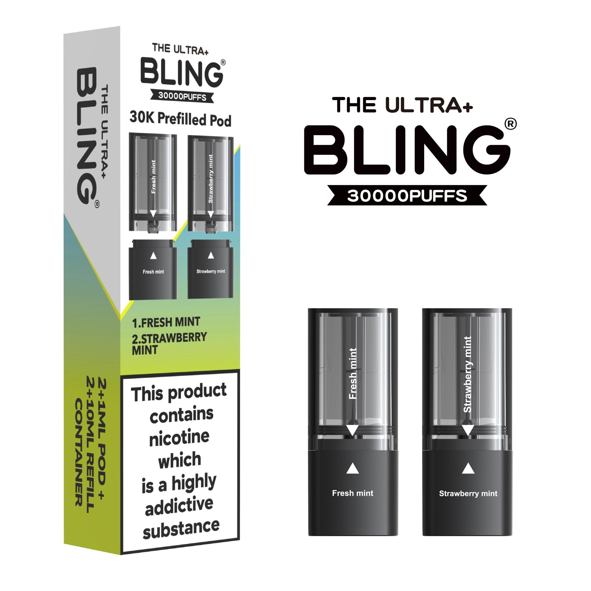 bulk wholesale The Bling Ultra Plus 30k Replacement Pods Pack of 5 - Fresh Mint/Strawberry Mint