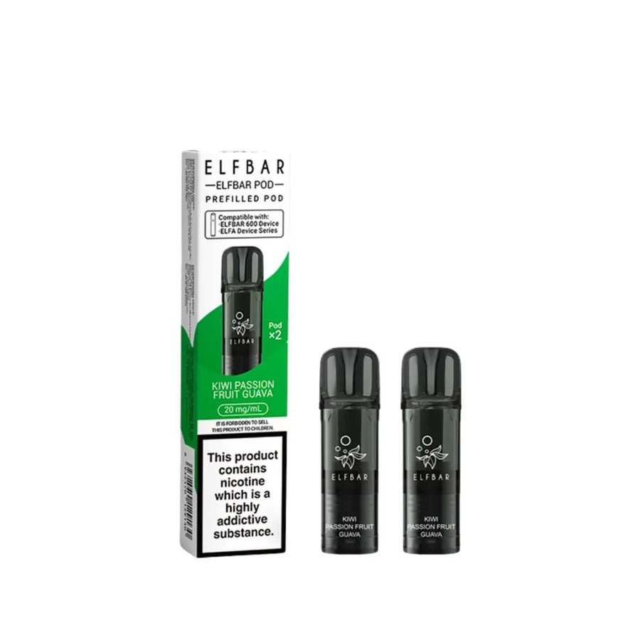 Elf Bar 600 Prefilled Replacement Pods Pack of 10 - Kiwi Passionfruit Guava - vapeukwholesale