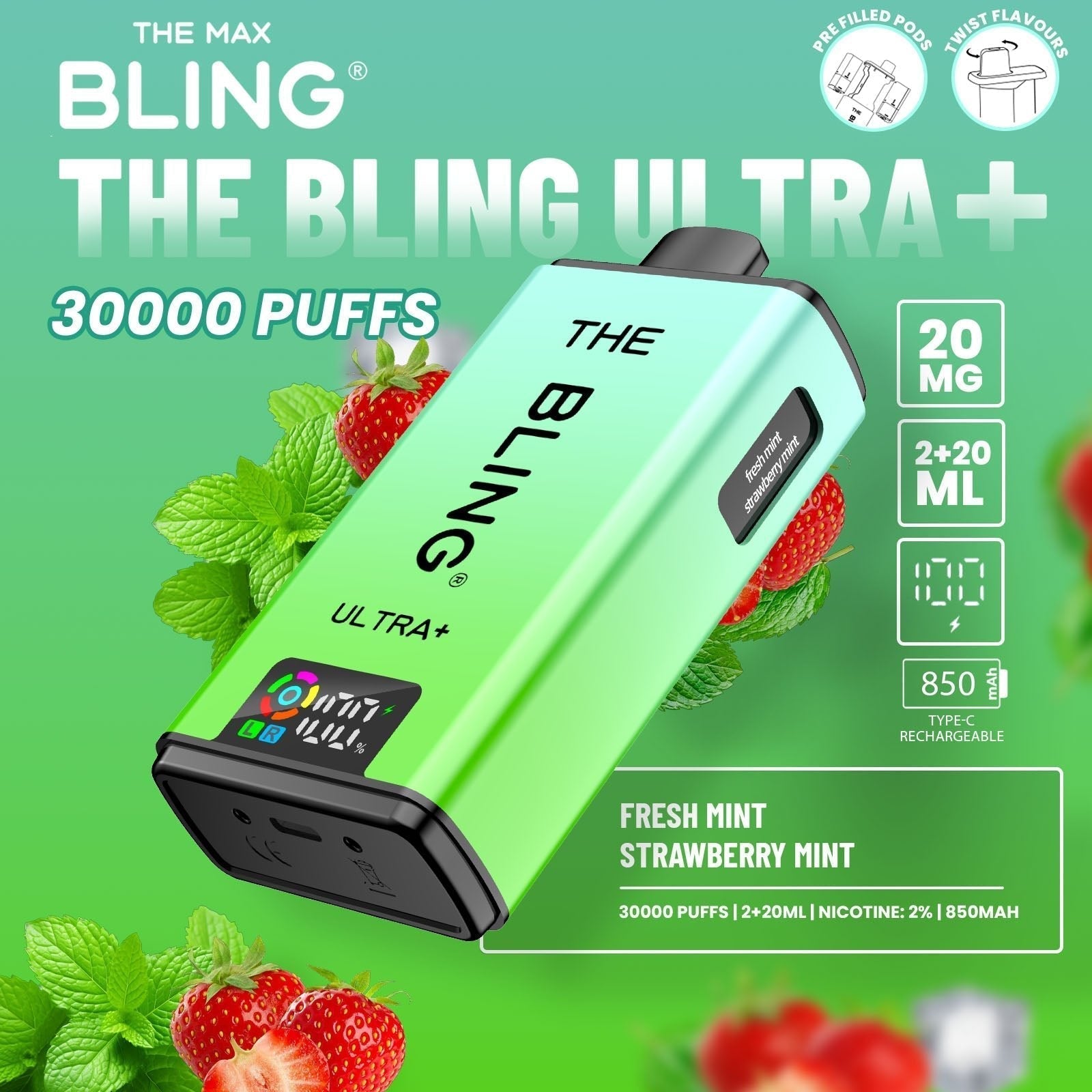 The Bling Ultra Plus 30k Prefilled Vape Pod Kit Box of 5 - #Simbavapeswholesale#