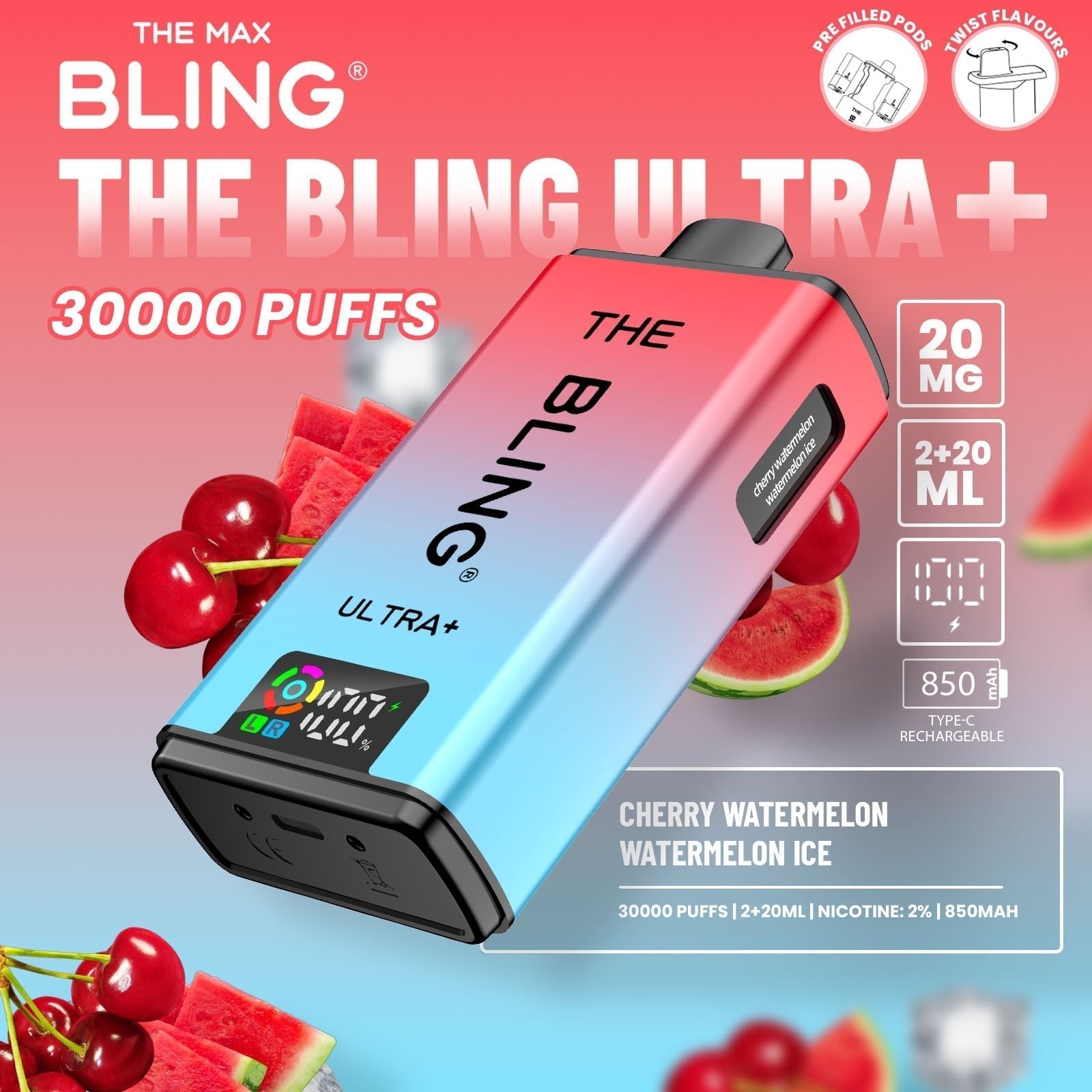 The Bling Ultra Plus 30k Prefilled Vape Pod Kit Box of 5 - #Simbavapeswholesale#