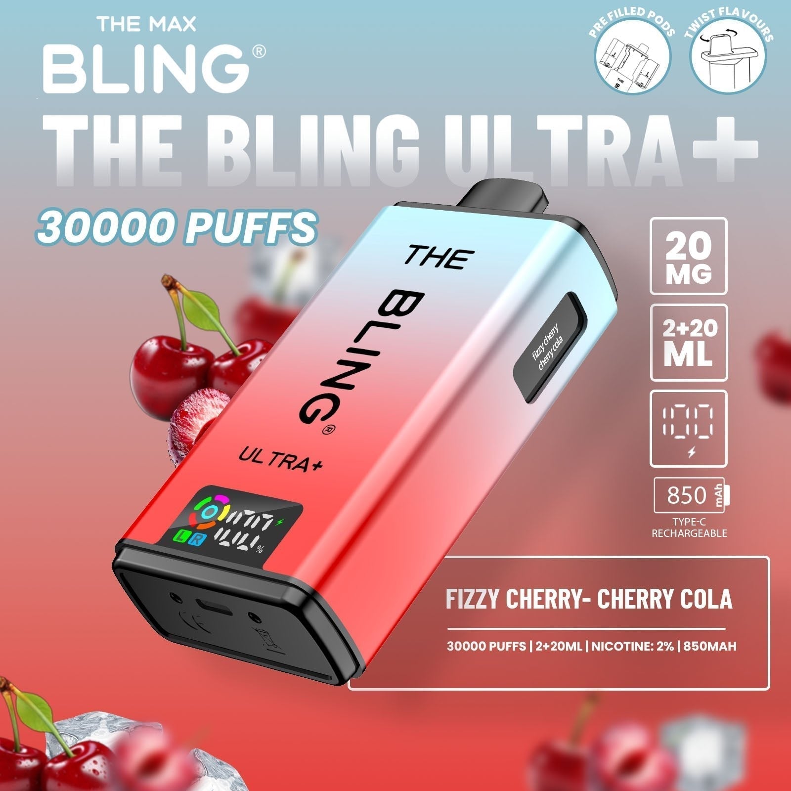 The Bling Ultra Plus 30k Prefilled Vape Pod Kit Box of 5 - #Simbavapeswholesale#