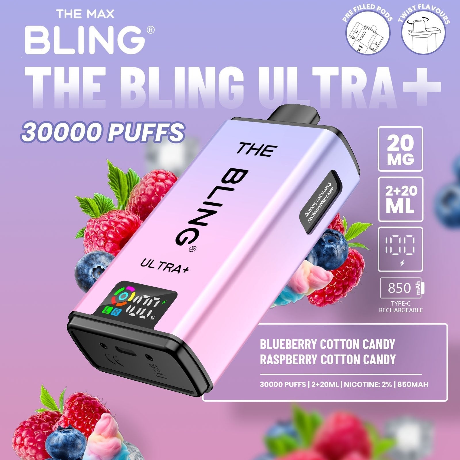 The Bling Ultra Plus 30k Prefilled Vape Pod Kit Box of 5 - #Simbavapeswholesale#