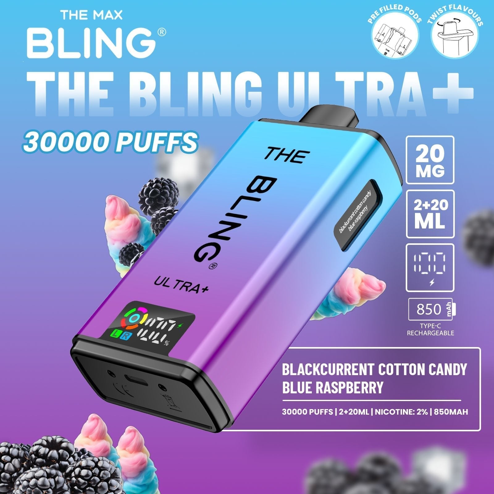 The Bling Ultra Plus 30k Prefilled Vape Pod Kit Box of 5 - #Simbavapeswholesale#