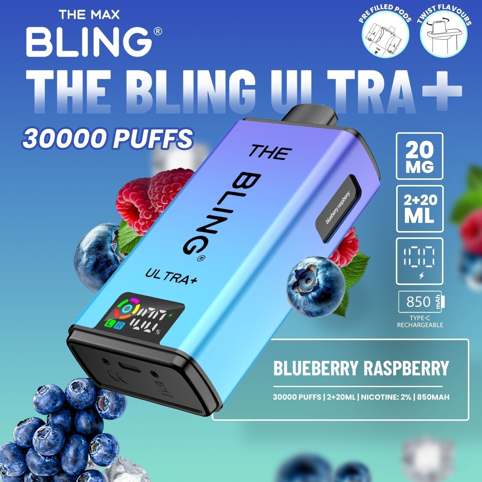 The Bling Ultra Plus 30k Prefilled Vape Pod Kit Box of 5 - #Simbavapeswholesale#