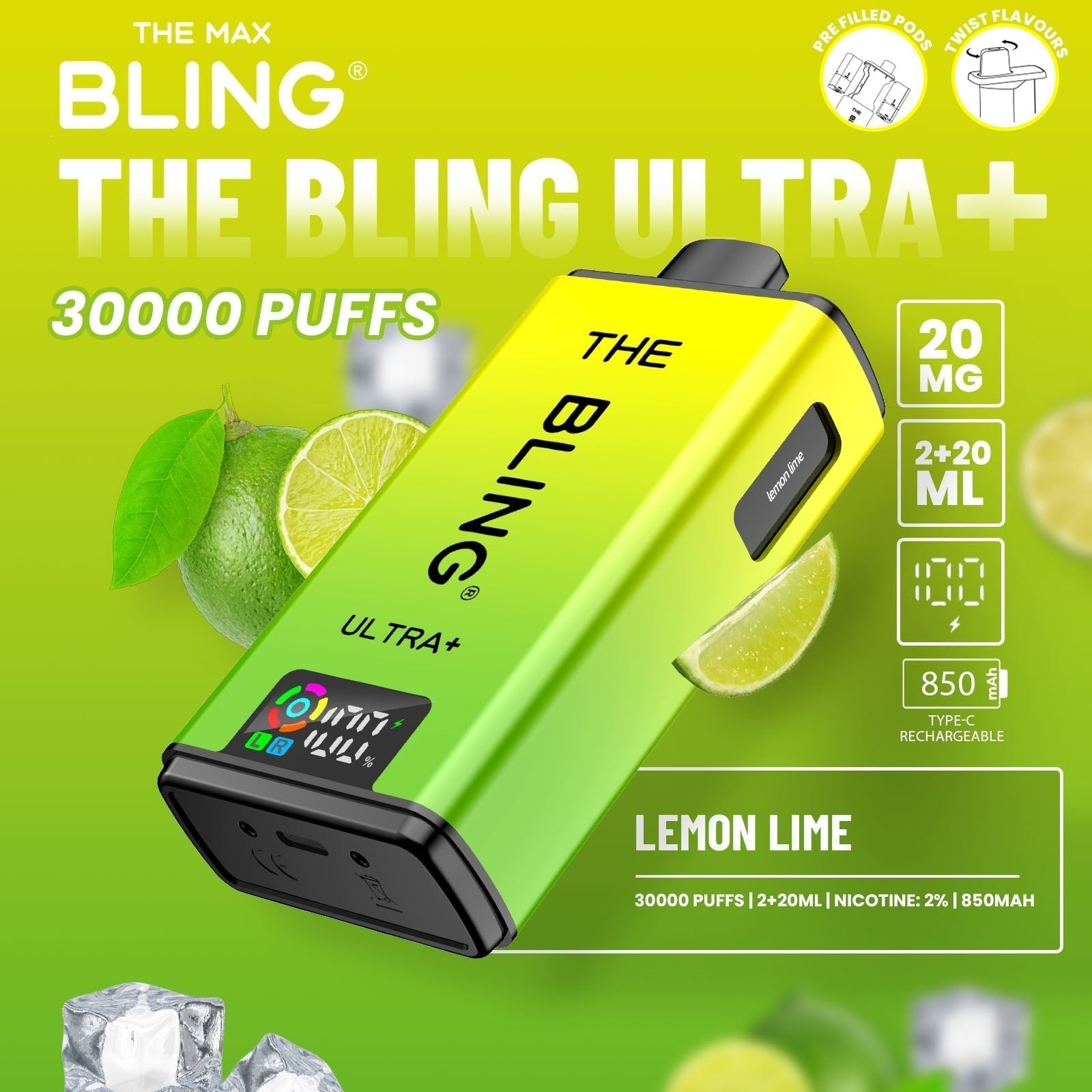 The Bling Ultra Plus 30k Prefilled Vape Pod Kit Box of 5 - #Simbavapeswholesale#