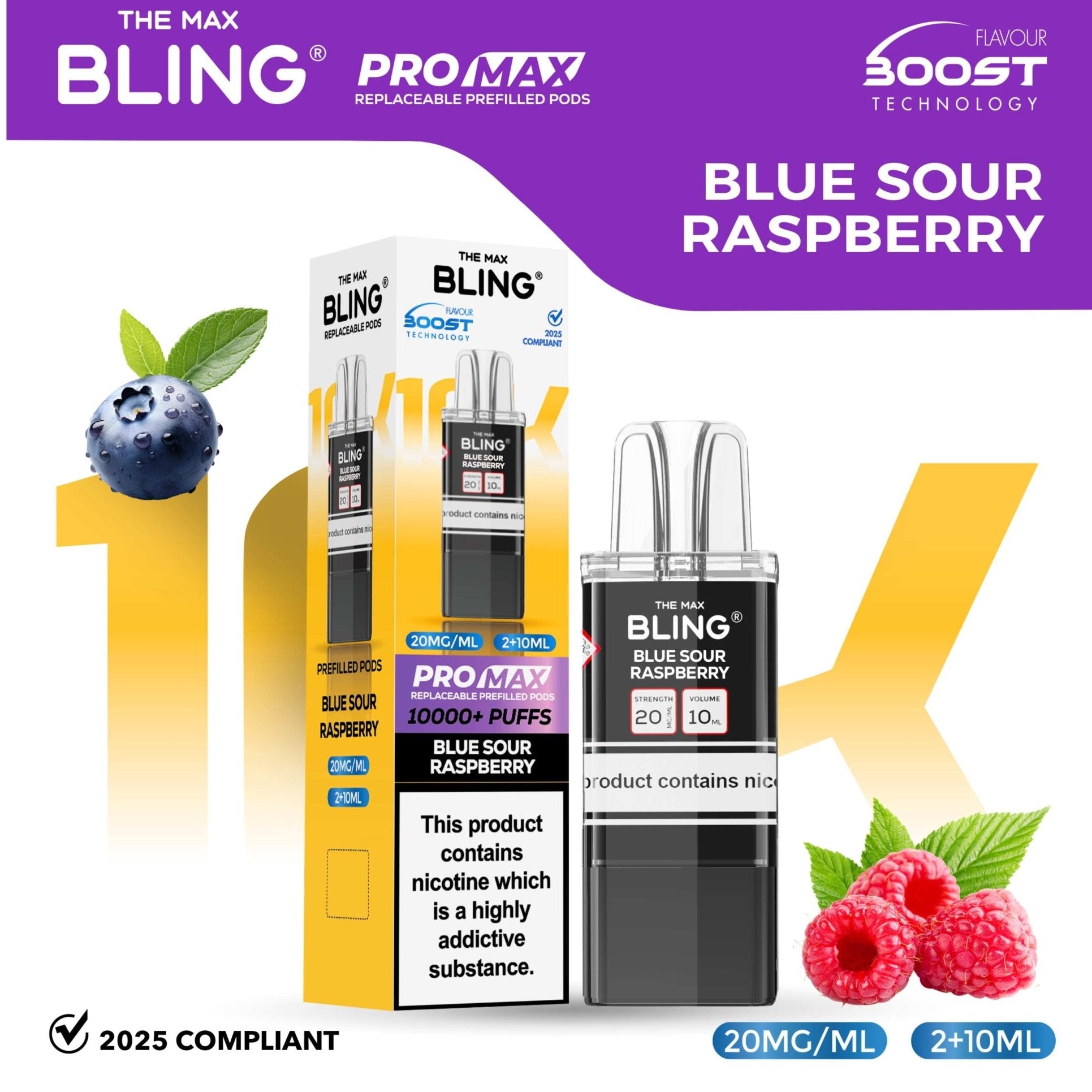bulk wholesale The Bling 10k Pro Max Replacement Pods (BOX OF 5) - Blue Sour Raspberry