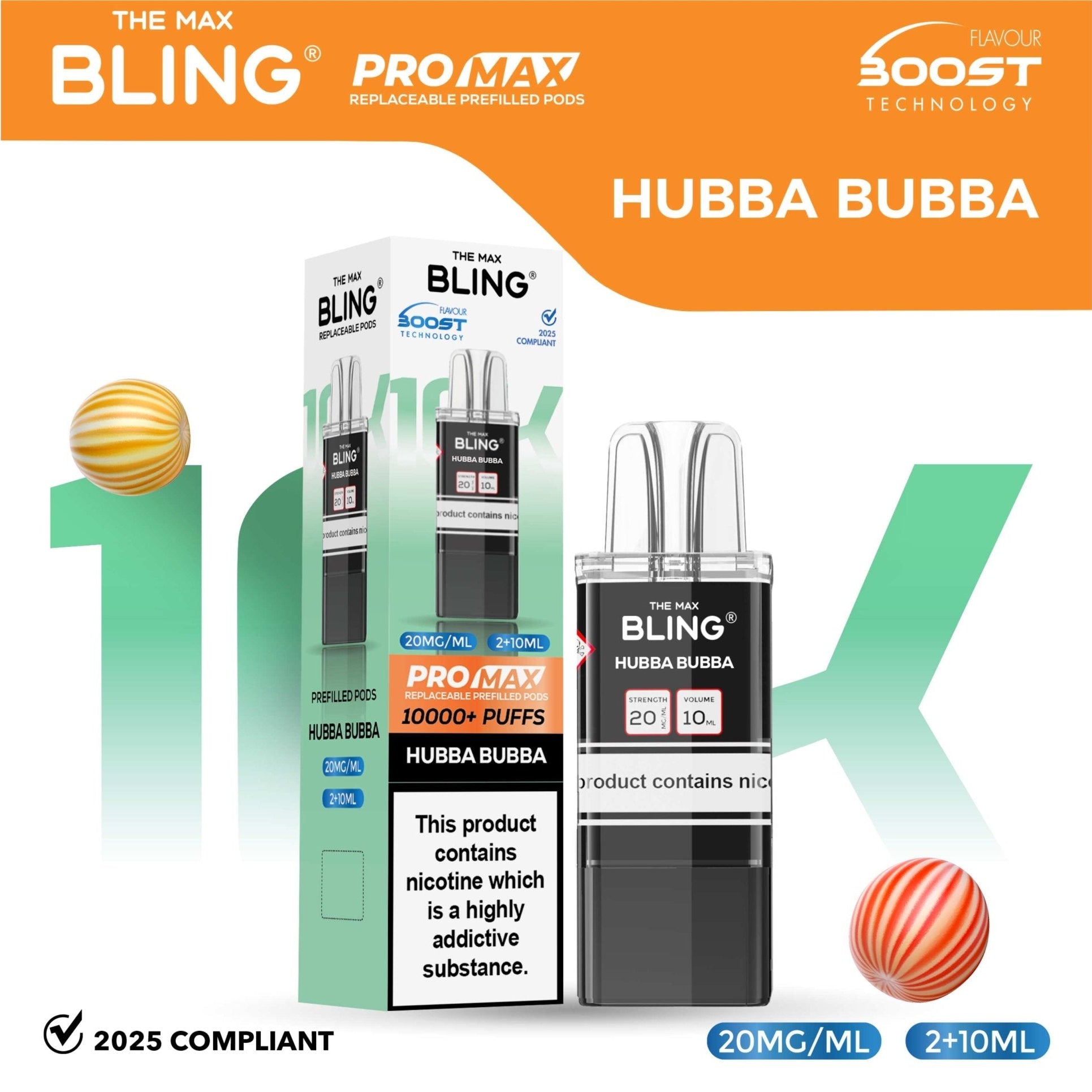 bulk wholesale The Bling 10k Pro Max Replacement Pods (BOX OF 5) - Hubba Bubba