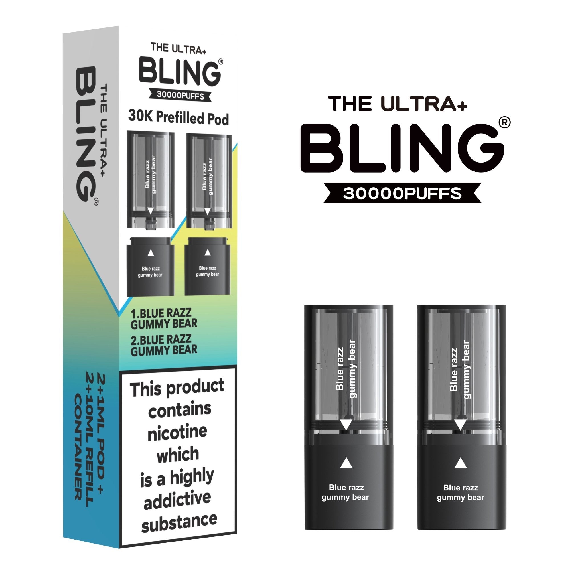 bulk wholesale The Bling Ultra Plus 30k Replacement Pods Pack of 5 - Blue Razz Gummy Bear