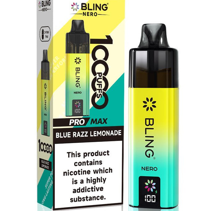 Crystal Bling Nero 10k Vape Kit Box of 5 Blue Razz Lemonade