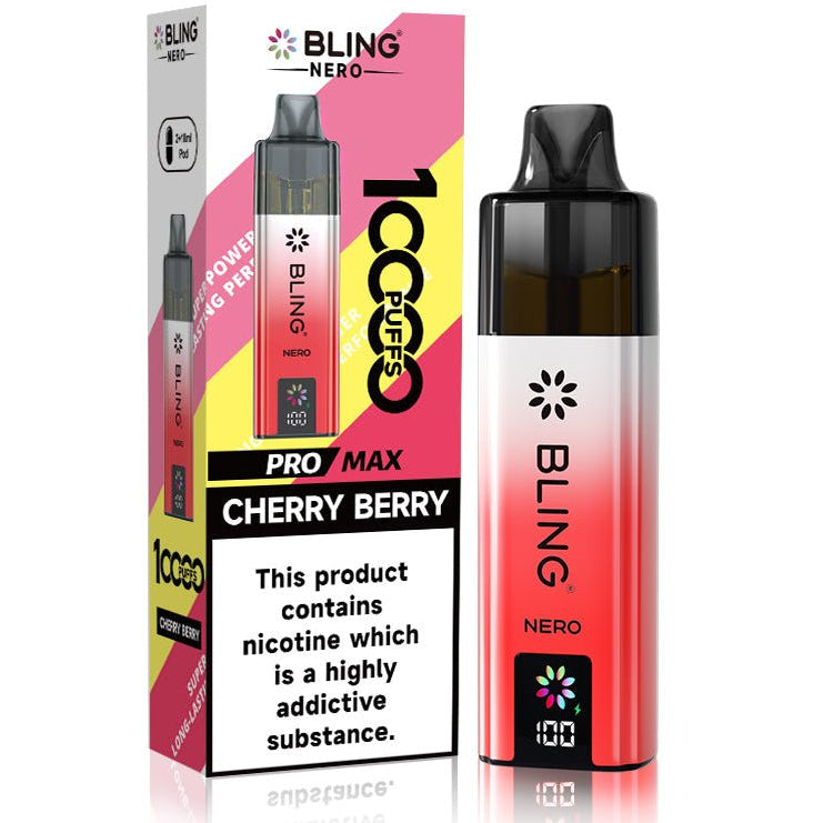 Crystal Bling Nero 10k Vape Kit Box of 5 Cherry Berry