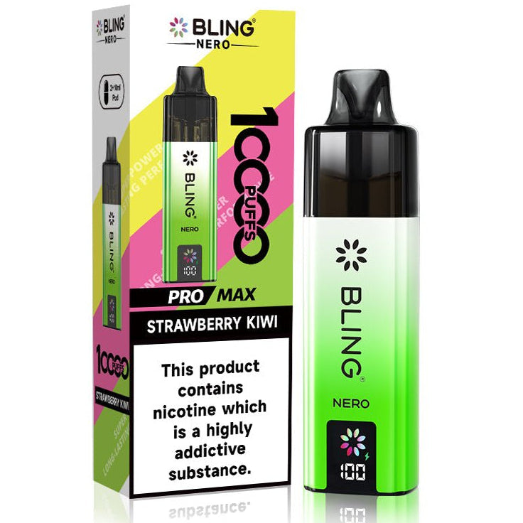 Crystal Bling Nero 10k Vape Kit Box of 5 Strawberry Kiwi