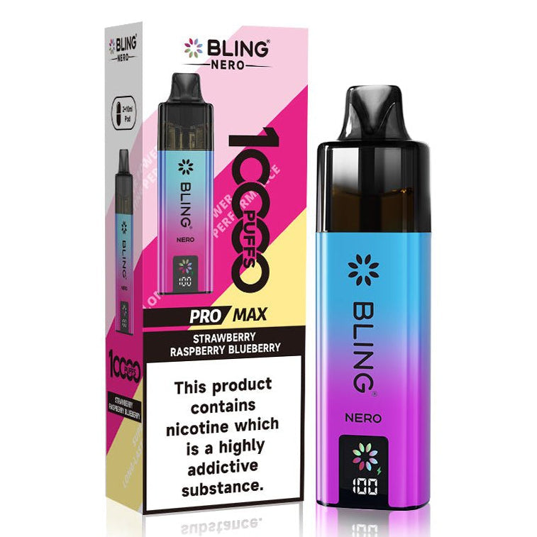 Crystal Bling Nero 10k Vape Kit Box of 5 Strawberry Raspberry Blueberry